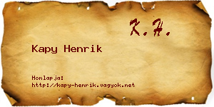 Kapy Henrik névjegykártya